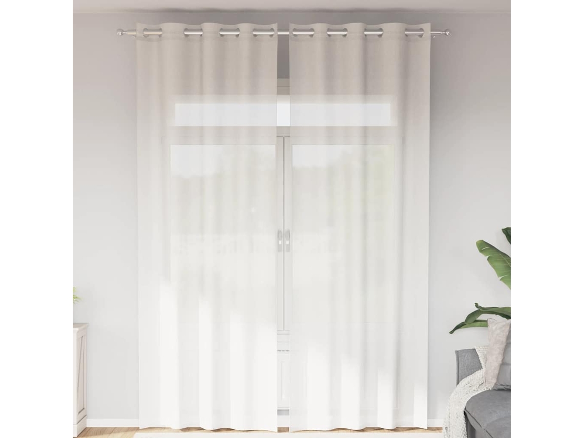 Vidaxl Cortinas De Voile Com Ilhós 2 Pcs Branco