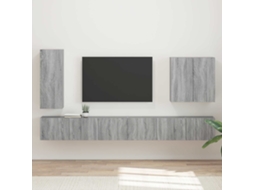 Vidaxl Conjunto De Gabinete De Parede Para Tv 6 Pcs Cinza Sonoma