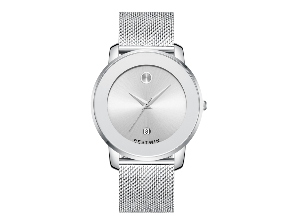 Relógio de Quartzo Masculino MDUG (branco Pulseira de Malha)