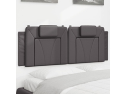 Vidaxl Almofadão De Cabeceira Viana 120 Cm Couro Artificial Cinzento