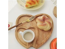 Bandeja de Madeira em Formato Coração para Servir Frutas, Bolos, Petiscos e Decoração Festas. AQUAFORGE