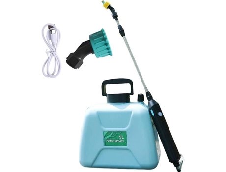 Pulverizador Elétrico a Bateria 5L com 2 Bicos de Névoa Alça Recarregável Usb e Haste Retrátil TRAHOO