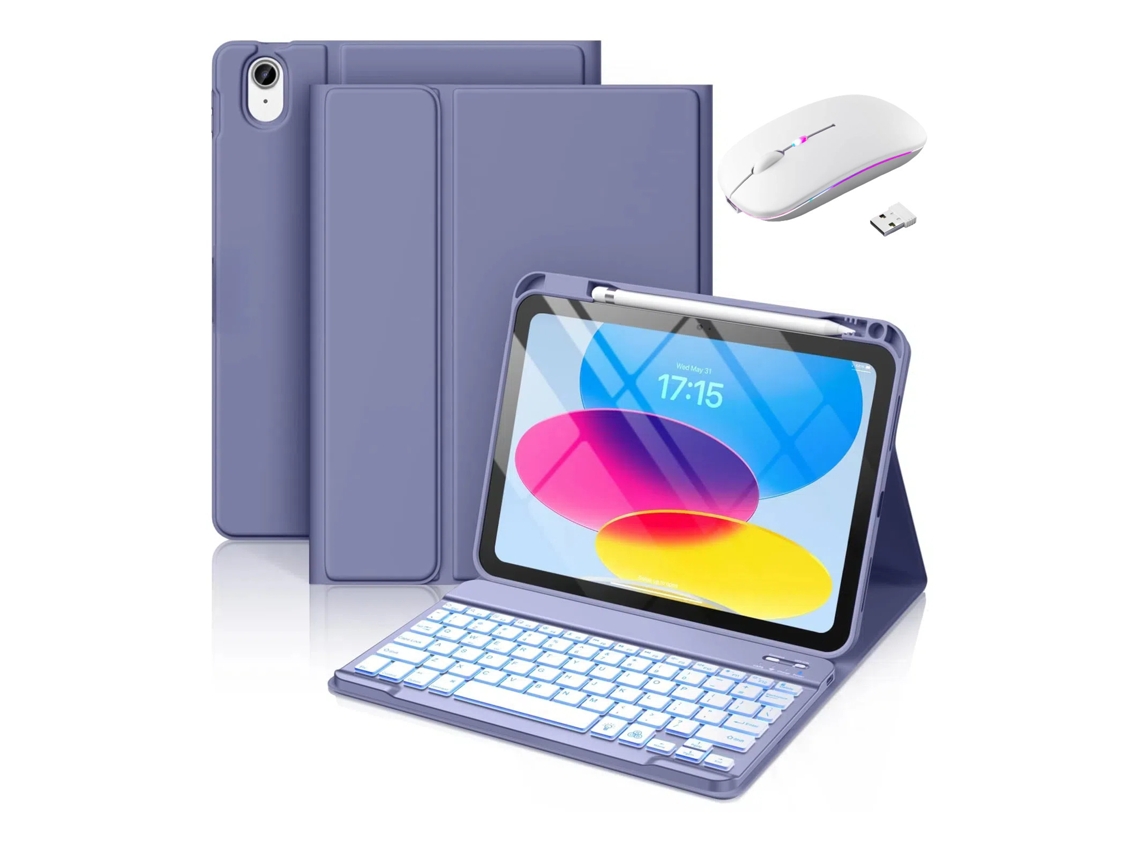 Capa Com Teclado Para Ipad Air 11 M3/m2 Polegadas,com Teclado E Mouse Retroiluminado Magnético (roxo) Cuich (2025/2024)