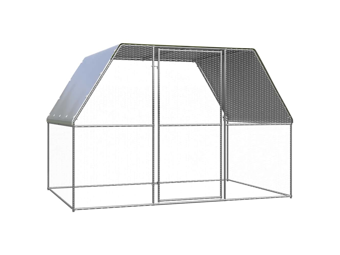 Vidaxl Galinheiro 3x2x2 M Aço Galvanizado Prateado E Cinzento