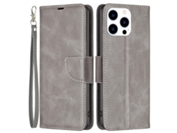 Capa Em Couro Pu, Com Suporte Para Apple Iphone 16 Pro Max - Cinzento