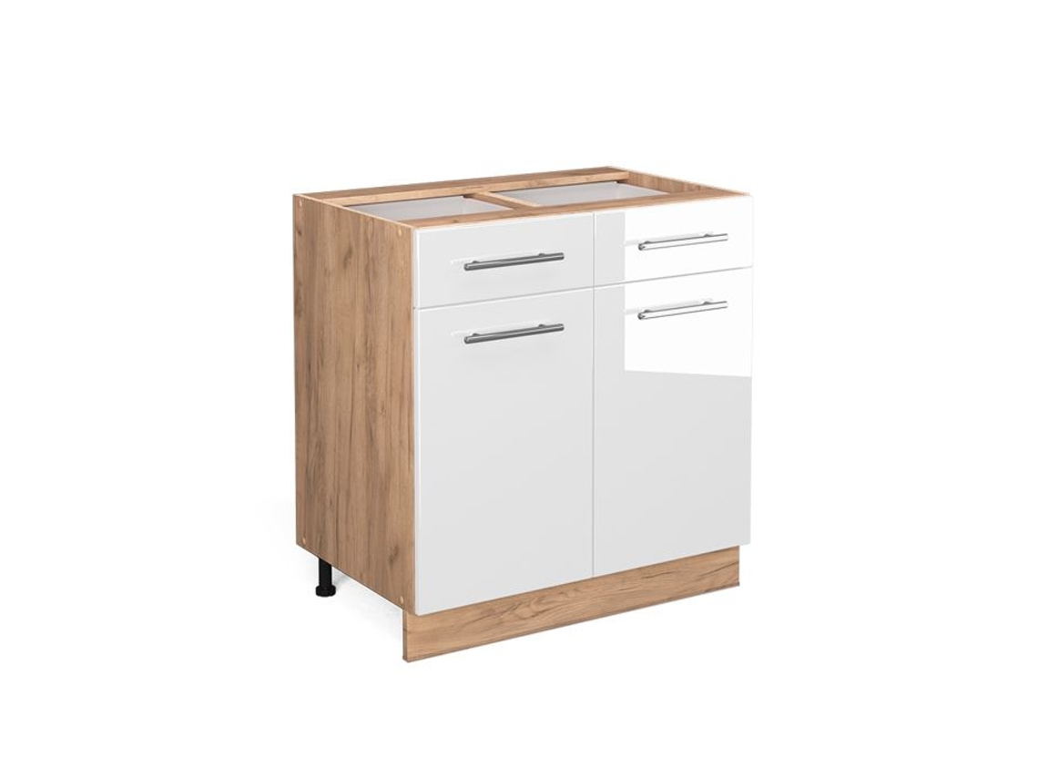 Móveis de cozinha Vicco Fame-Line, branco alto brilho, 80 cm, mármore PA