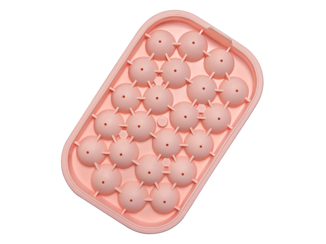 Bolas de Molde de Gelo Silicone com Tampa Rosa