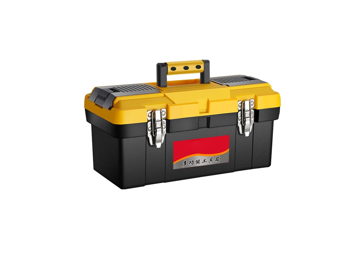 Caja De Ferramentas Portátil De 2 Camadas, Organizador De Ferreteria Para Casa E Eletricistas, 45.5x24x20cm, Fivela De Ferro Reforçada