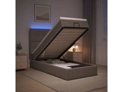 Vidaxl Cama Ottoman Com Colchão E Led Cinzento-acastanhado 80 X 200 Cm