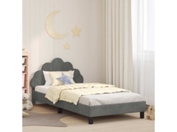 Vidaxl Estrutura De Cama Infantil Com Cabeceira Cinzento-escuro Veludo