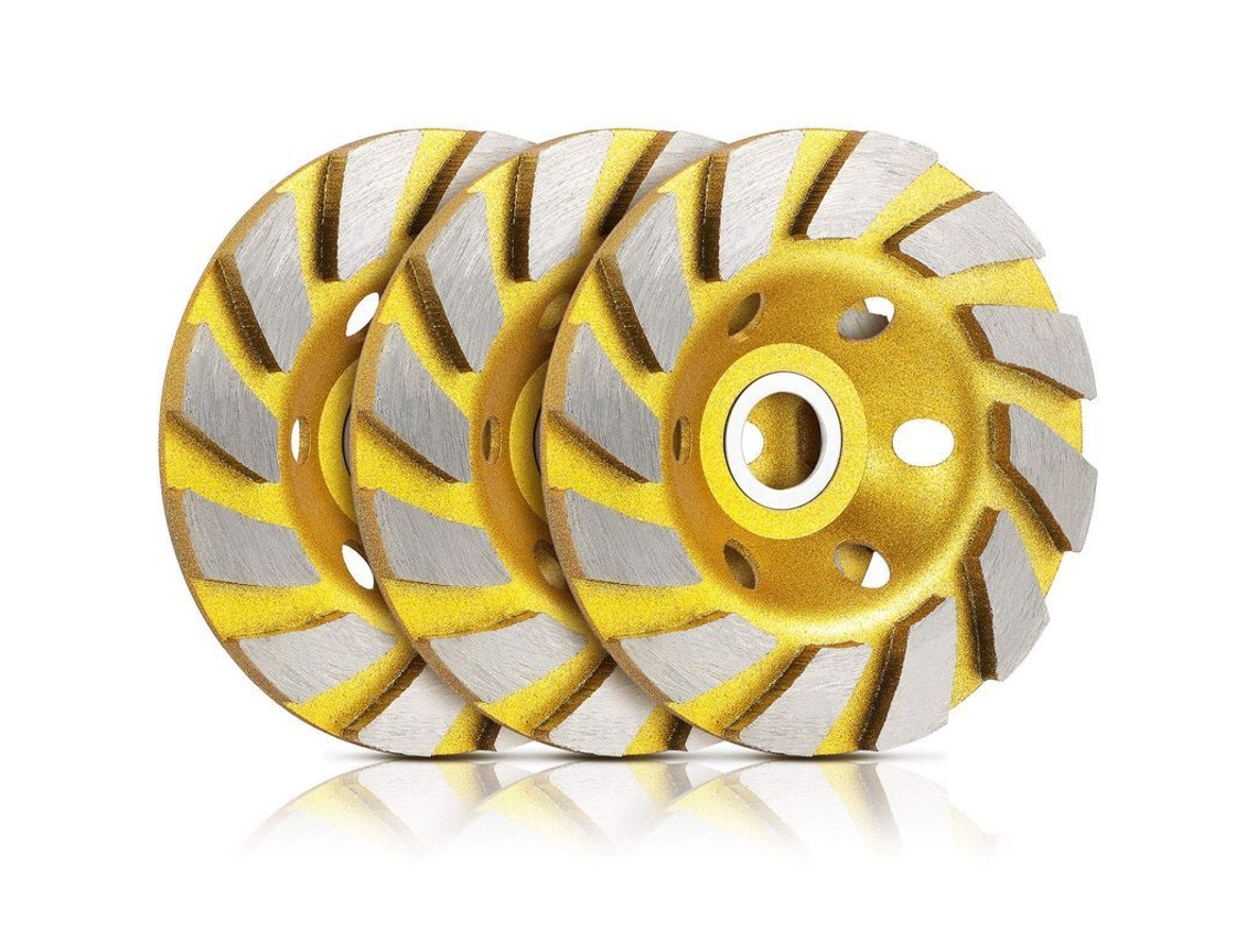 3 Rodas de Esmeril Turbo Diamante para Concreto Molienda e Pulido 5 Polegadas | S/MARCA