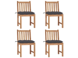 Vidaxl Cadeiras De Jardim C/ Almofadões 4 Pcs Madeira De Teca Maciça