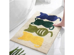 2026 tapete de Banheiro Antiderrapante 50x80cm Microfibra Suave Absorbente com Padrão de 4 Gatos Lavável À Máquina Khaki