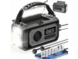 Rádio Meteorológico de Emergência 12000mah, Manivela Solar Portátil Am / Fm Noaa com 2 Painéi S Solares 3 Métodos Car GOKOCO