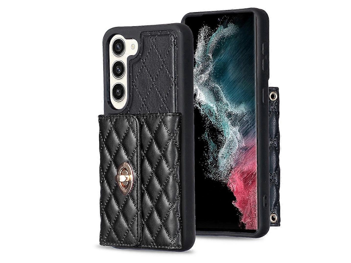 Capa Carteira Horizontal Em Couro Com Fivela Metálica E Design Rômbico Para Samsung Galaxy S23+ 5g
