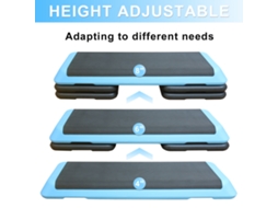 Plataforma Step 110cm Azul, 4 Suportes, Altura Regulável, Para Cardio E Força Em Home Gym.