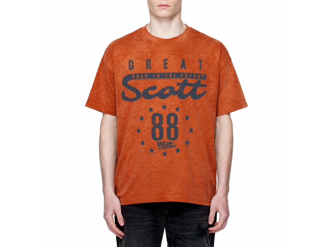 Rockinstone Back To The Future Movie Scott '88 Heather Antique Orange Adult T-shirt Size:l