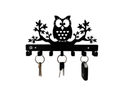 Porta-chaves De Parede – Suporte Chaves – Organizador Arrumação – 26,92 × 15,62 × 2,54 Cm – Ferro – Preto