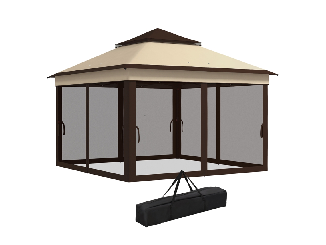 Tenda Dobrável 3,26x3,26x2,72m, altura Ajustável, 4 Painéis de Malha, UV30+