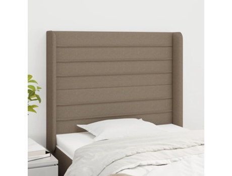Cama com Cabeceira Abas Cinza Acastanhado CLICK AND BUY Tecido Cinzento (103x16x118)