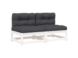 Maison Exclusive - Sofás S/ Braços P/jardim C/ Almofadões 2pcs Pinho Maciço Branco