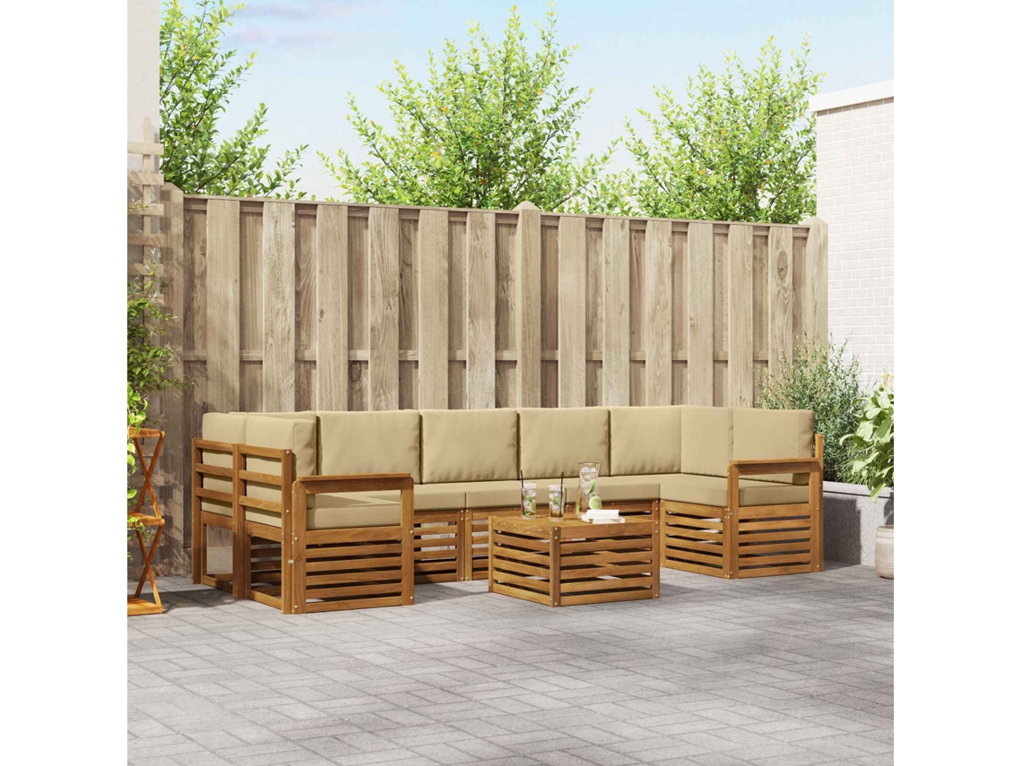 Vidaxl Conjunto De Sofás Para Exterior 8 Unid. Natural E Bege