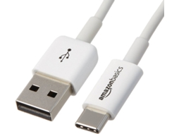 Cabo de Dados AMAZON (USB-C - USB A - 1.8 m - Branco)