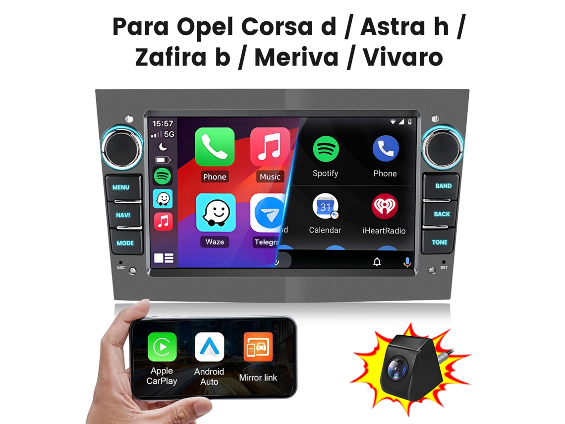 Grey Rádio Automóvel Linux Junsun Para Opel Corsa D / Astra H /zaf Ira B / Meriva / Vivaro +cam | Auto Carplay | Plug And Play | Gps | Swc