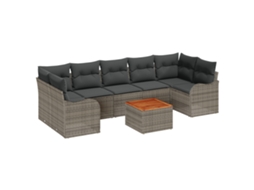 Conjunto 8 Sofá Modular Vidaxl Cinzento Vime Pe (289 X 122.5 X 69 Cm)