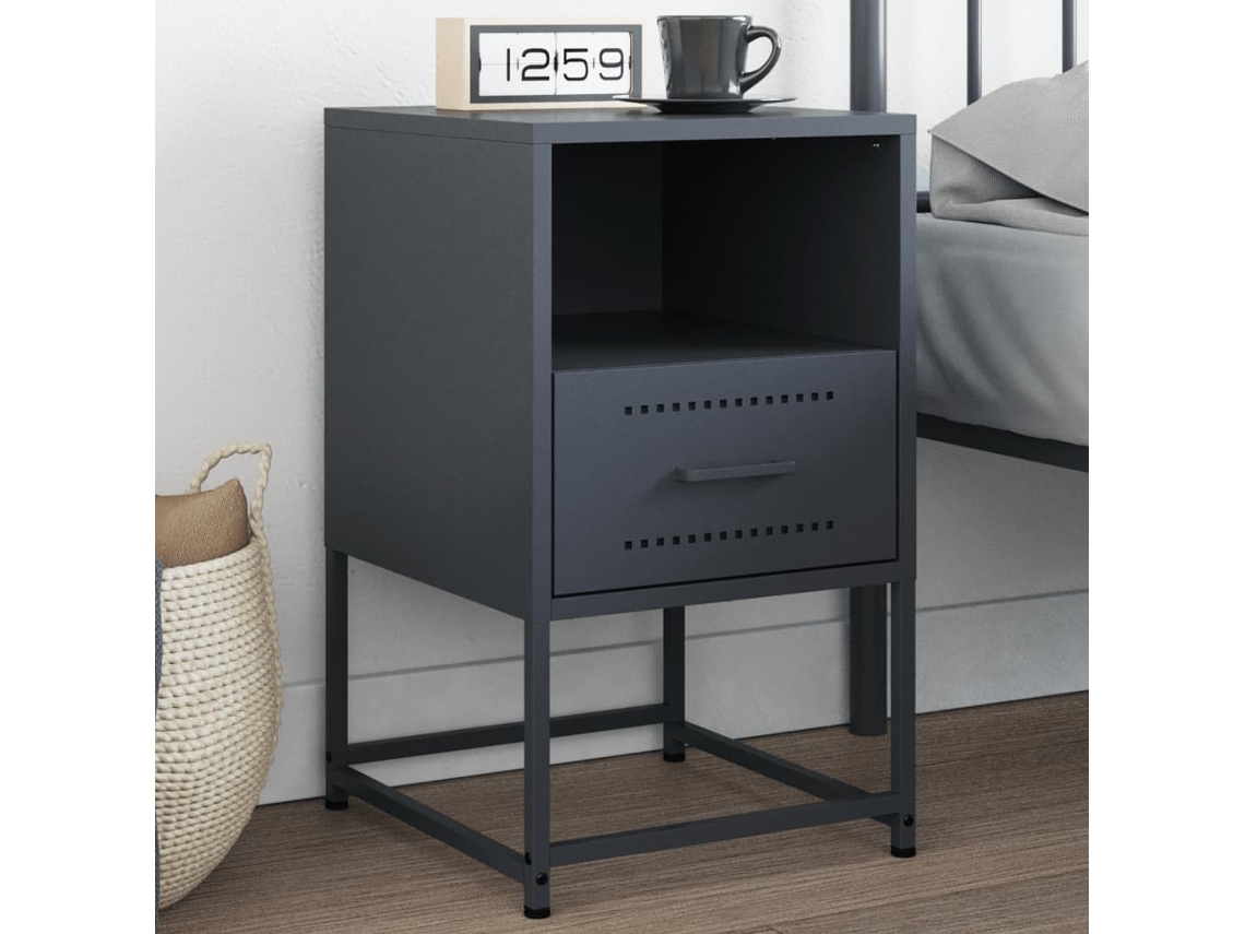 Vidaxl Mesa De Cabeceira 36x39x60,5 Cm Aço Antracite
