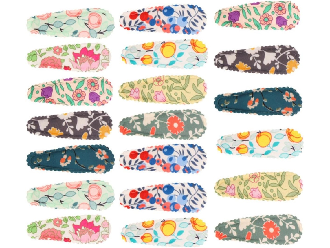Conjunto de 20 presilhas de cabelo leves com flores em estilo vintage e pequenos acessórios.