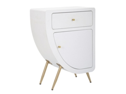 Mesa De Cabeceira Alta E Moderna Venus Em Madeira Branca E Dourada Com Porta E Gaveta - Estilo Moderno 1428120000