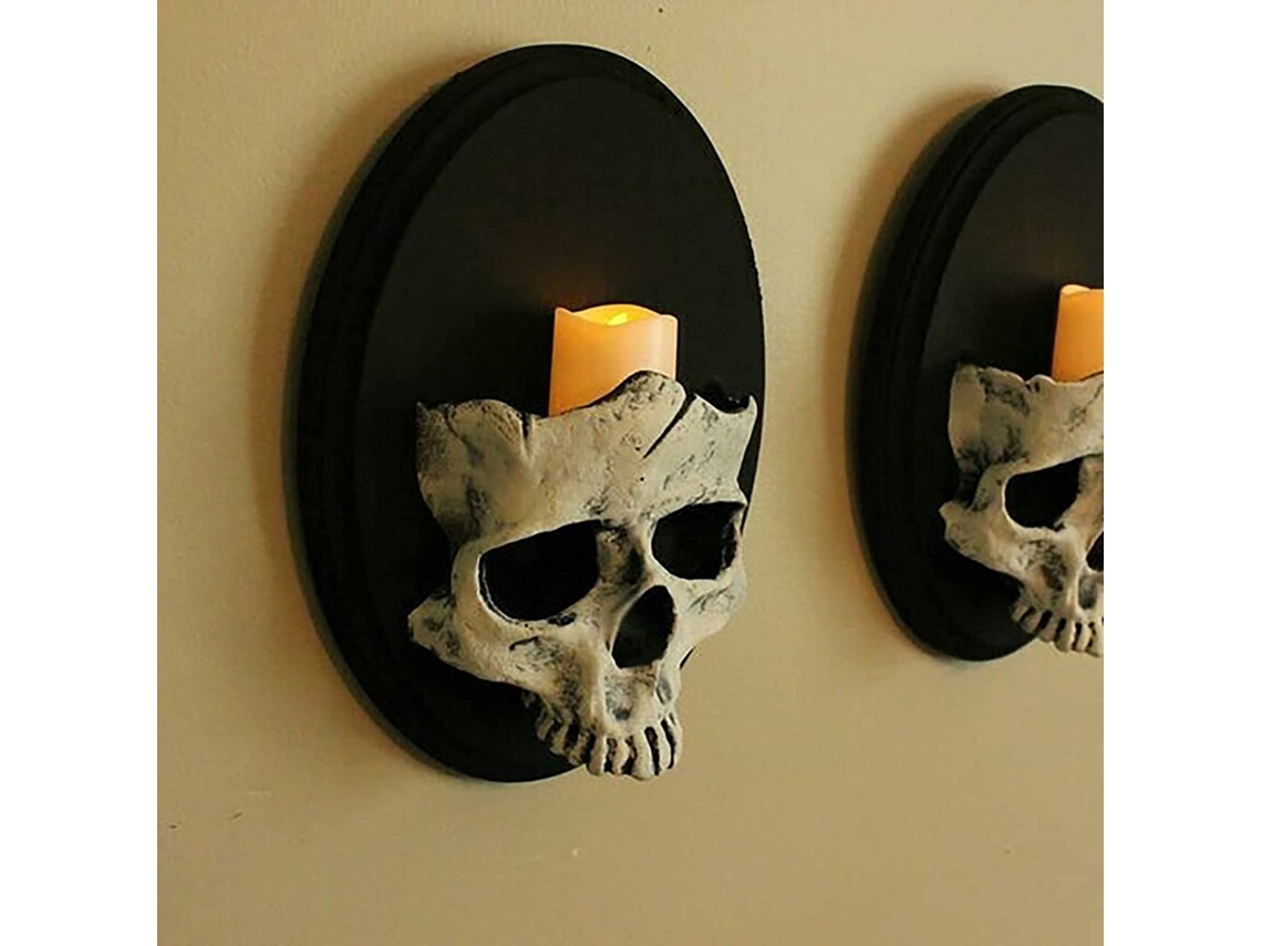 Esqueleto de terror criativo Castiçal para decoração de Halloween BRILVIBERA