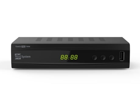 Descodificador Digital Terrestre Dvb-T2 Hevc e Sintonizador Duplo Dvb-T2Hd com Ecrã e Controlo Remoto 2 em 1 com Comandos de Tv TELE SYSTEM Ts6822 Pro