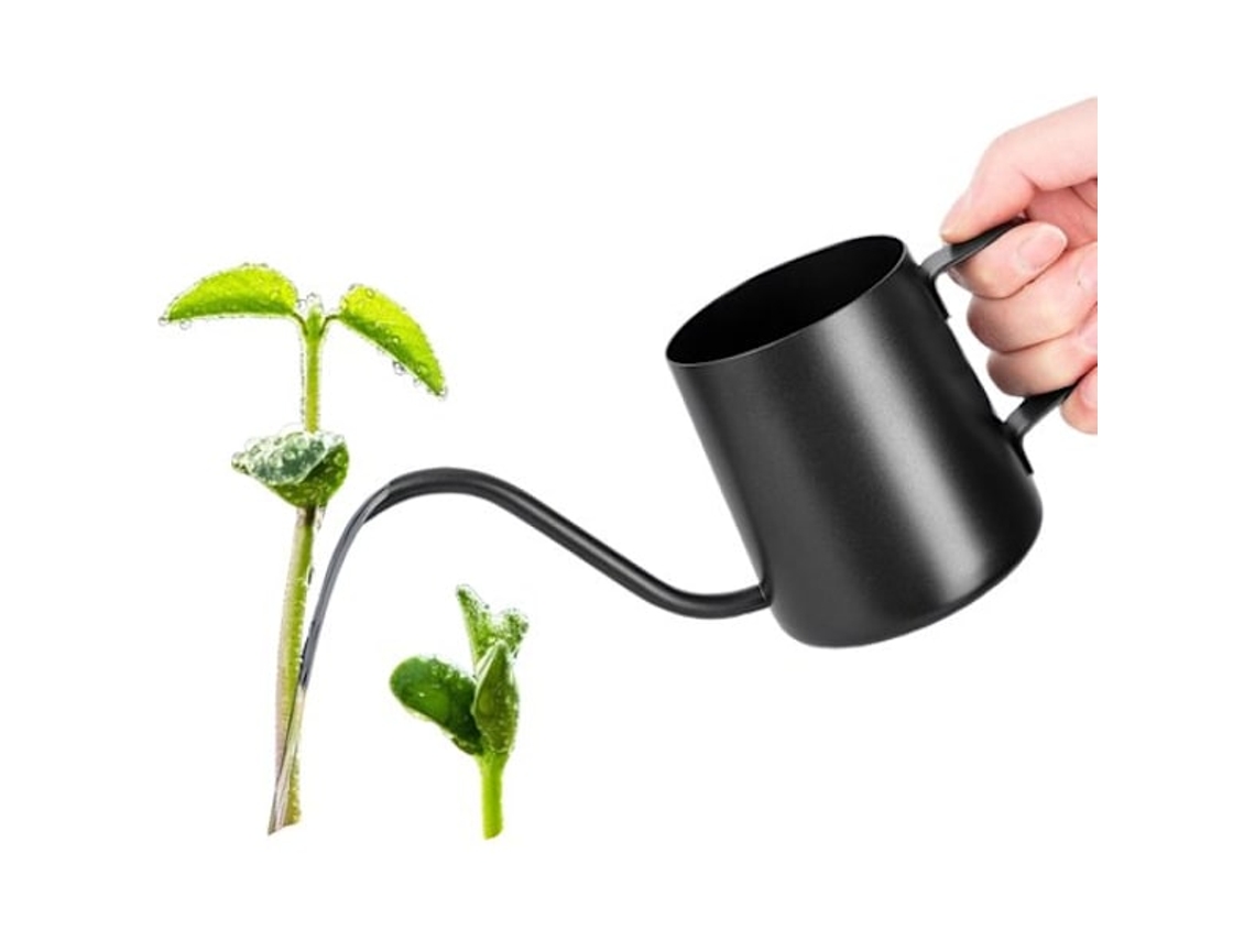 Regador, Em Aço Inoxidável, 350 Ml, Cor Preta E Branca, Bico Longo, Para Plantas, Flores, Bonsai E Vasos Em Áreas Interiores Ou Exteriores