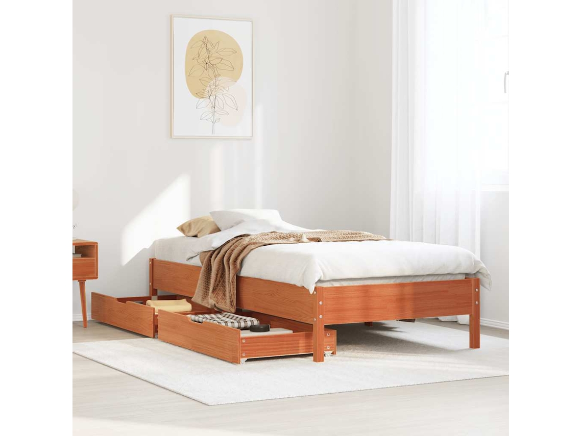 Cama Sem Colchão 90x200 Cm Pinho Maciço Castanho-mel
