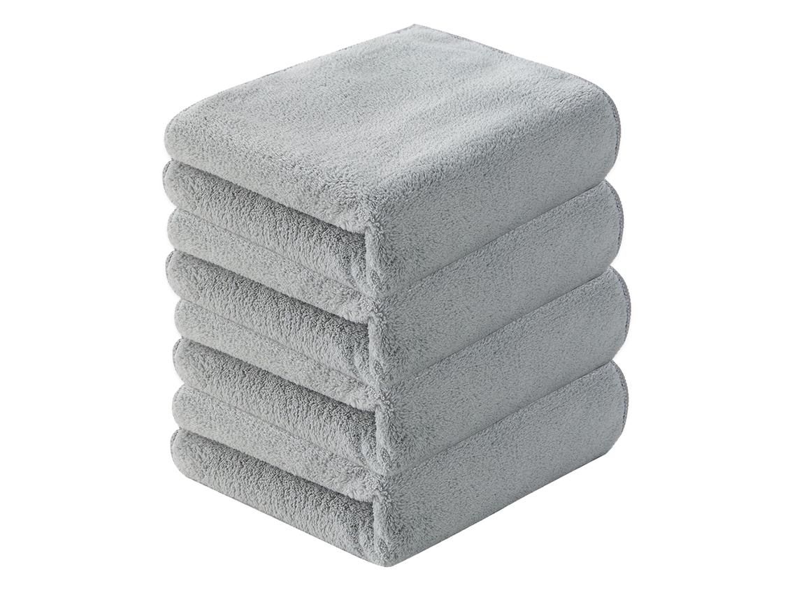 Conjunto de Toalha RNEMITERY Banho Ultra Macias Rápidas Coral Altamente Veludo Cinzento - 4pcs (Tamanho Único)