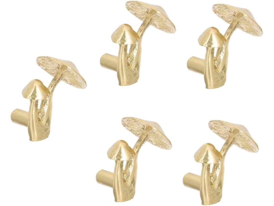 Conjunto De 5 Puxadores De Gaveta Em Latão Dourado Estilo Cogumelo Para Móveis.