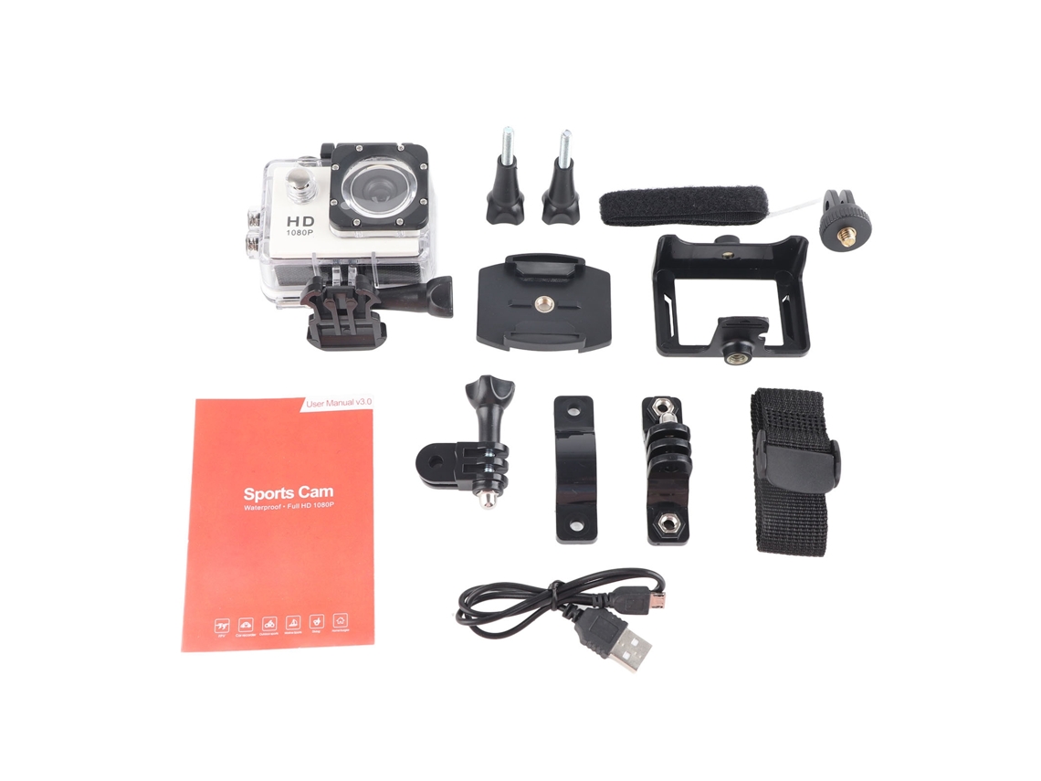 Câmera De Ação Subaquática Impermeável 1080hd 12mp Para Mergulho Esportes Ao Ar Livre Preta