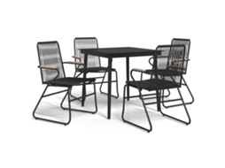 Maison Exclusive - Conjunto De Jantar Para Jardim 5 Pcs Vime Pvc Preto