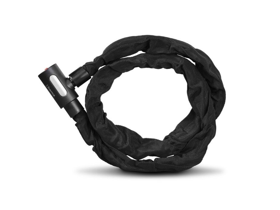 Cadeado De Corrente Para Bicicleta Com Chave Iluminada, 120 Cm, Preta