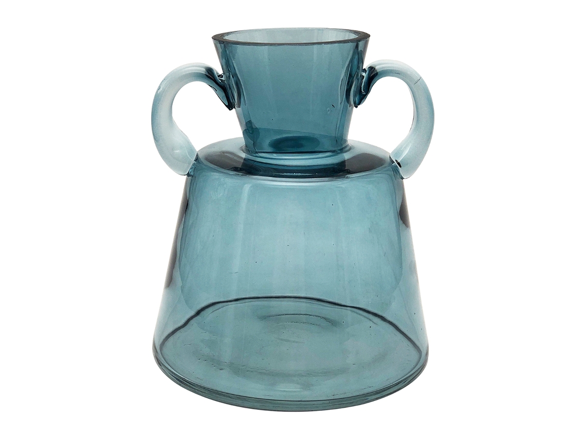 ORIGEN Home Decor Vaso de cristal com alças Vasos e Porta-velas Vaso Amarelo - 17x15x15cm