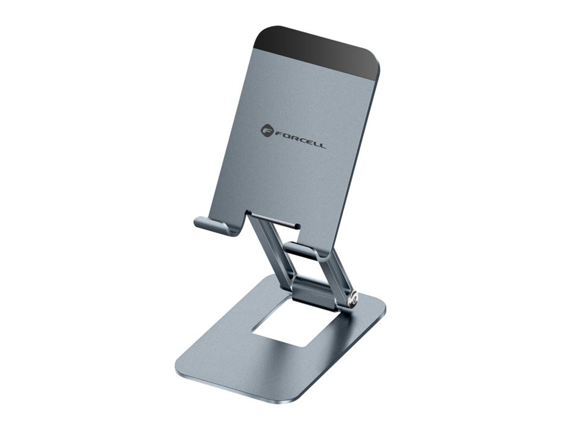 Suporte Para Smartphone / Mesa Dobrável Ultracompacta Em Alumínio Forcell Cinza