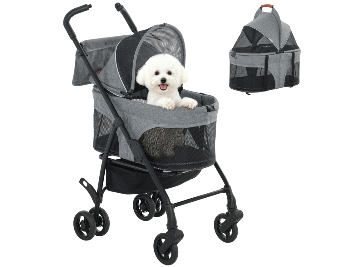 Carrinho para Cães 3 em 1, Cinza | S/MARCA
