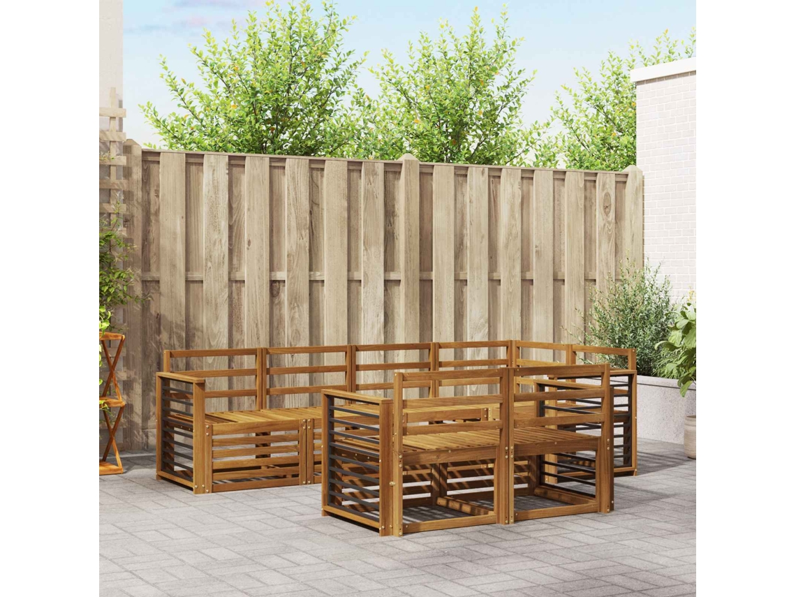 Vidaxl Conjunto De Sofás Para Exterior 7 Unid. Natural Poliéster