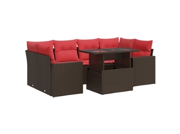 Conjunto de 7 Sofás Jardim com Almofadões Vime Pe/acácia Castanho MAISON EXCLUSIVE (7 pcs)