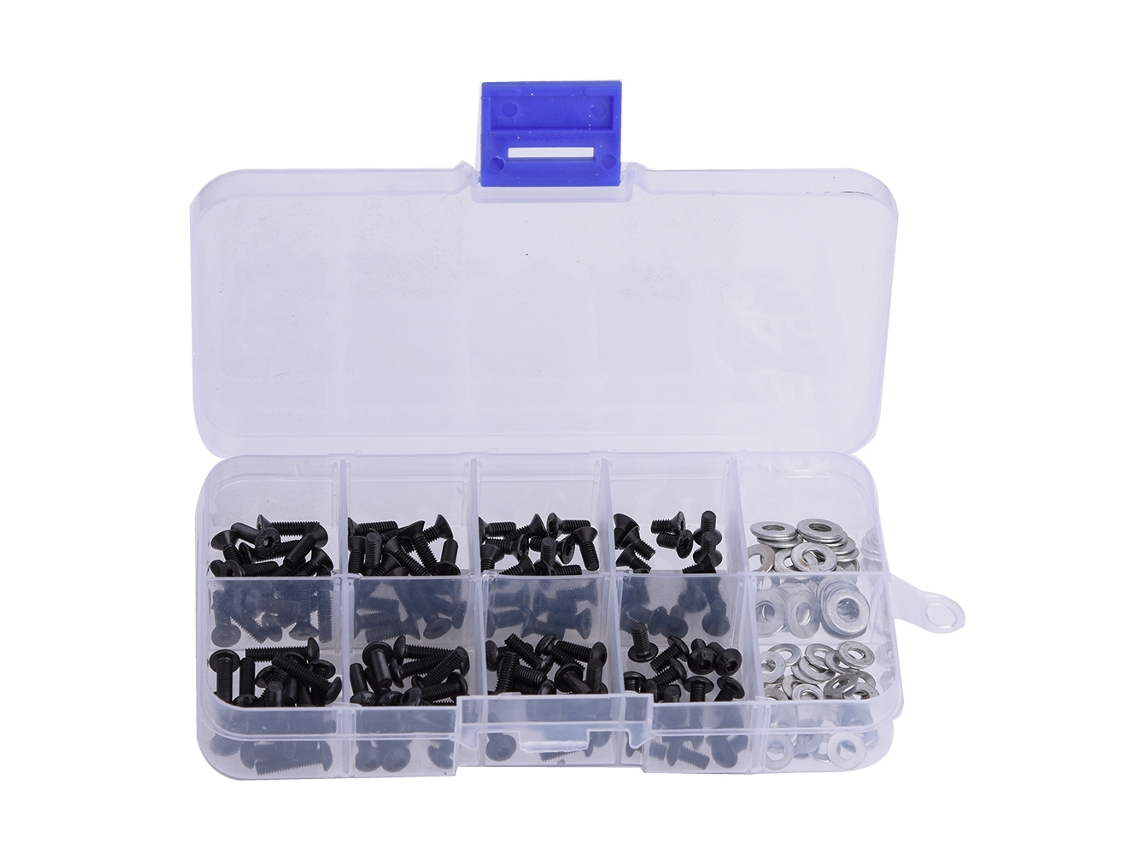 Conjunto de Parafusos de Cabeça Plana e Redonda com Caixa para Carro RC 1/10