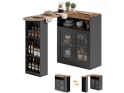 Mesa de Bar Mdf Cor Preto 150x80x105,5 cm Homcom