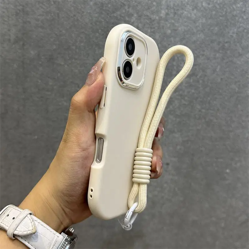 (branco 13) Capa De Celular De Silicone Macio Com Cordão E Proteção De Moldura.