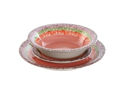 Conjunto de 18 Peças de Louça de Grés Rosa, Medindo 27x27x2cm. ALEXANDRA HOUSE LIVING
